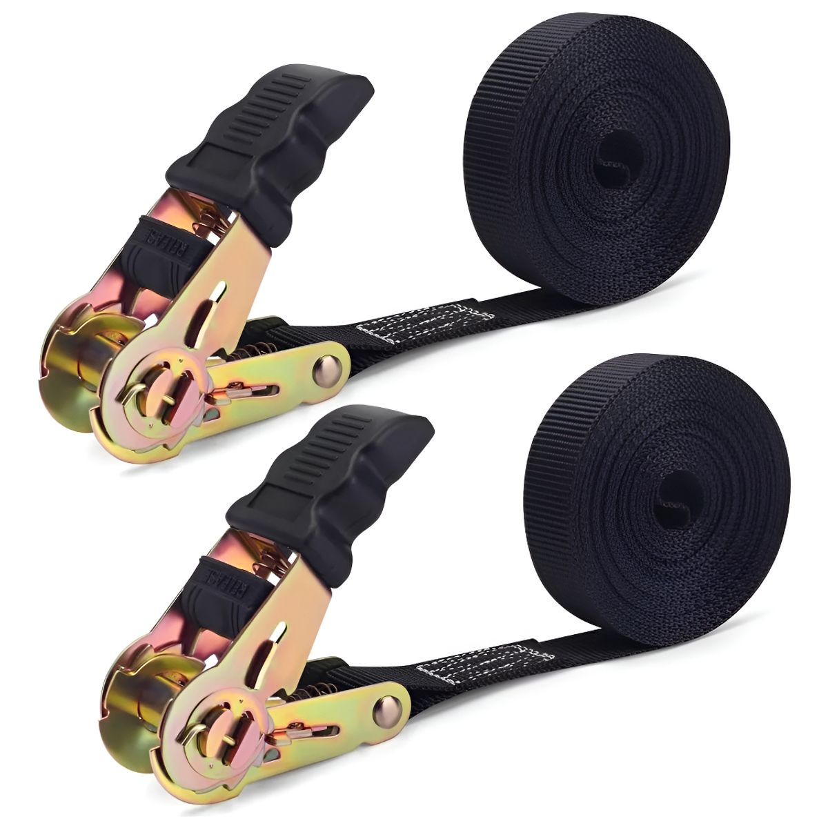 GENERICO - Juego 2 Eslinga Kit Cinta Amarre Con Ratchet 4mx2.5cm 800kg Color 223636