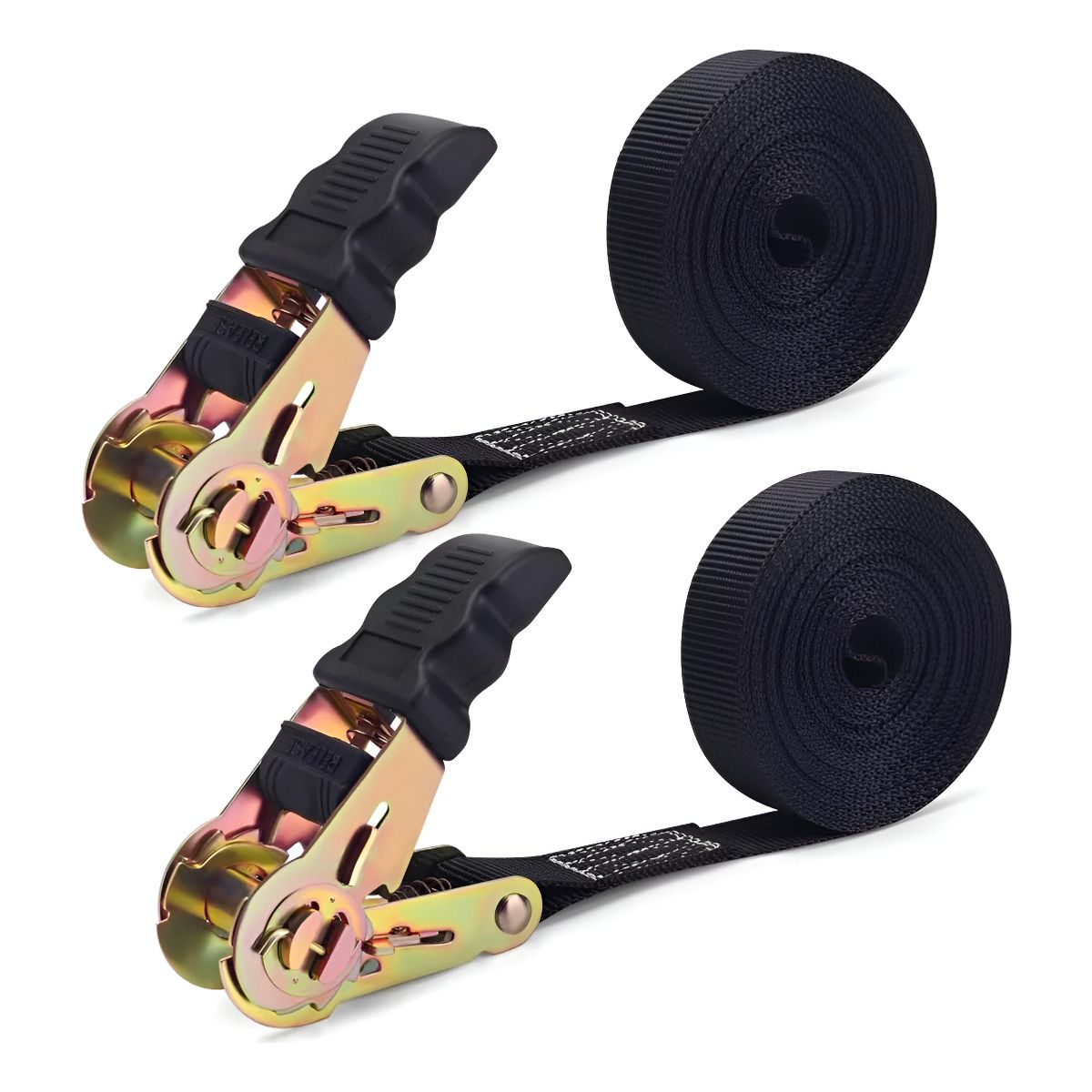 GENERICO - Juego 2 Eslinga Kit Cinta Amarre Con Ratchet 4mx2.5cm 800kg Color 223636