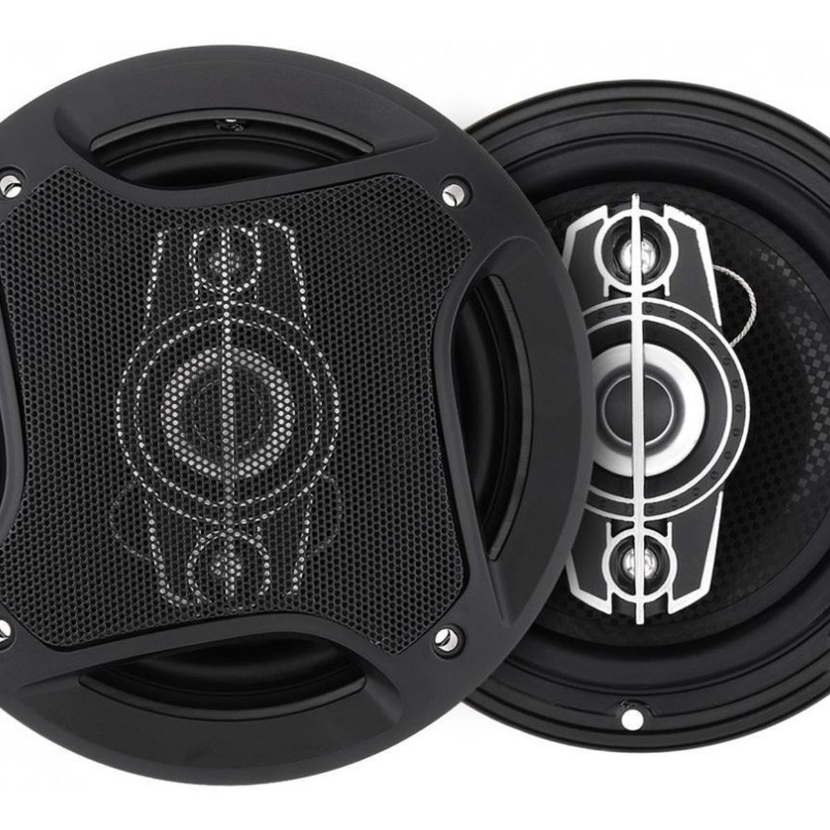 GENERICO - Kit 2 Parlantes Auto 16cm Redondo 500w Coaxial  213105 Color Negro-213105 C45