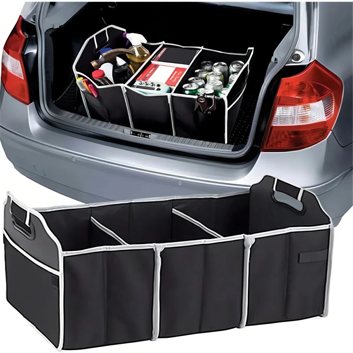GENERICO - Organizador Auto Caja Bolso Plegable Maletero Vehiculos Color Negro