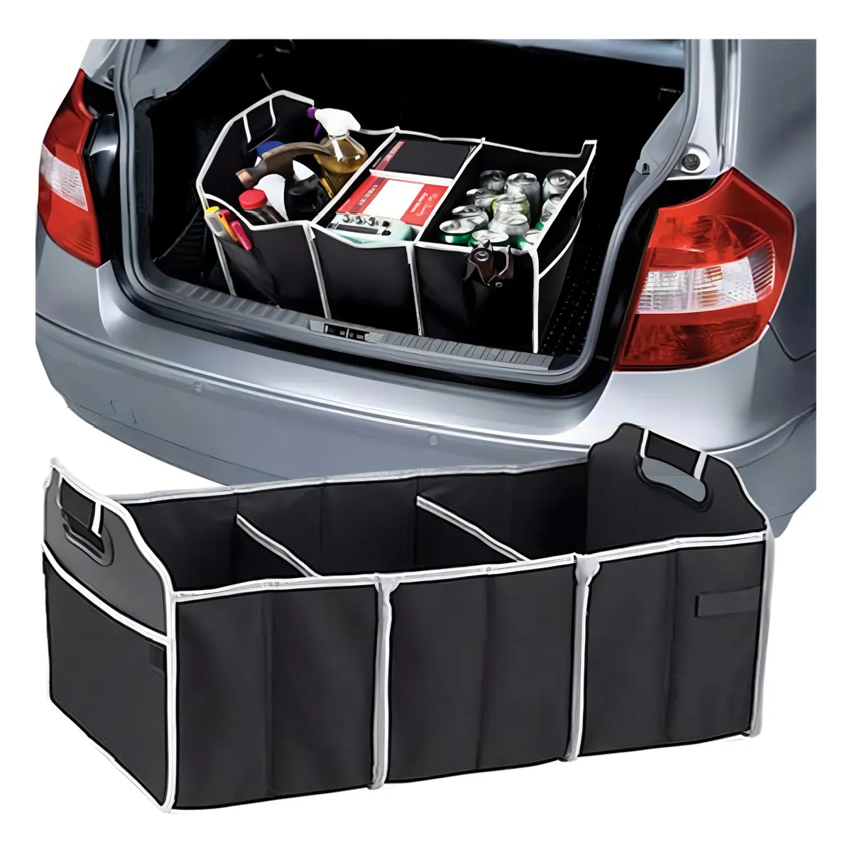 GENERICO - Organizador Auto Caja Bolso Plegable Maletero Vehiculos Color Negro
