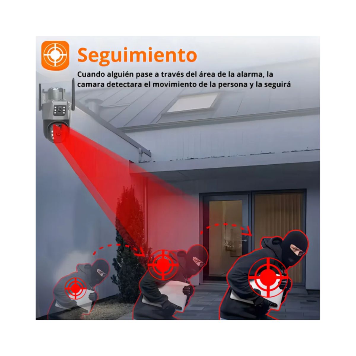 GENERICO - Cámara de Seguridad Exterior Solar WiFi con Doble Pantalla  Vigilancia 360° y Visión Nocturna
