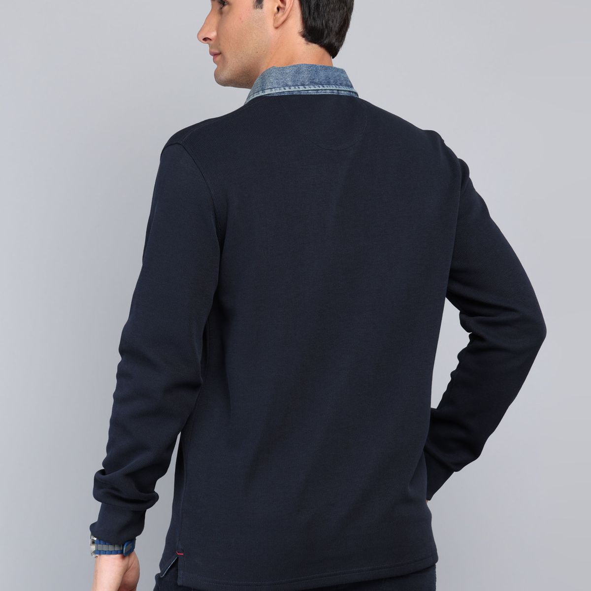 ARROW - Polera Rib Manga Larga Regular Fit Azul Marino Arrow ARROW
