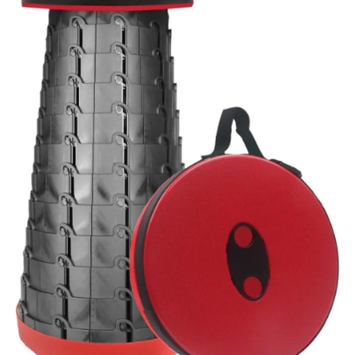 GENERICO - Silla Plegable Telescopic Stool Rojo Altura Ajustable 45 cm Camping Playa