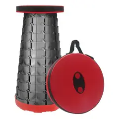 GENERICO - Silla Plegable Telescopic Stool Rojo Altura Ajustable 45 cm Camping Playa