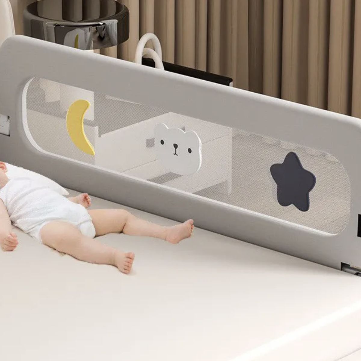 GENERICO - Baranda De Cama 1.2mtrs Seguridad Bebe Abatible Ajustable