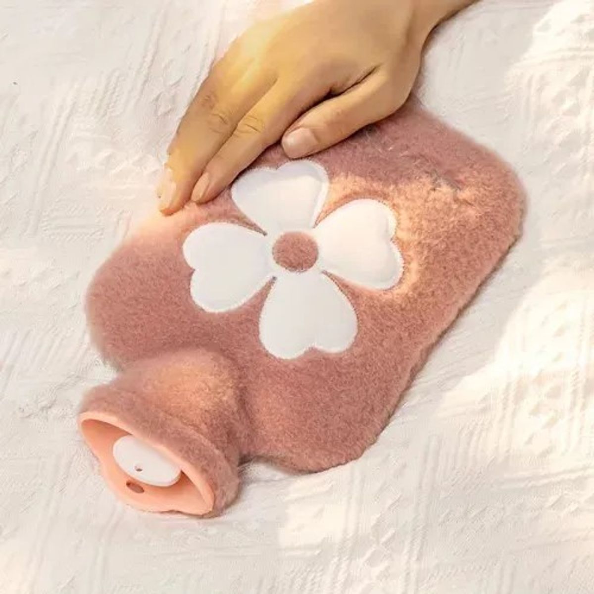 GENERICO - Guatero Bolsa De Agua Caliente Con Funda Felpa Flor Rosa