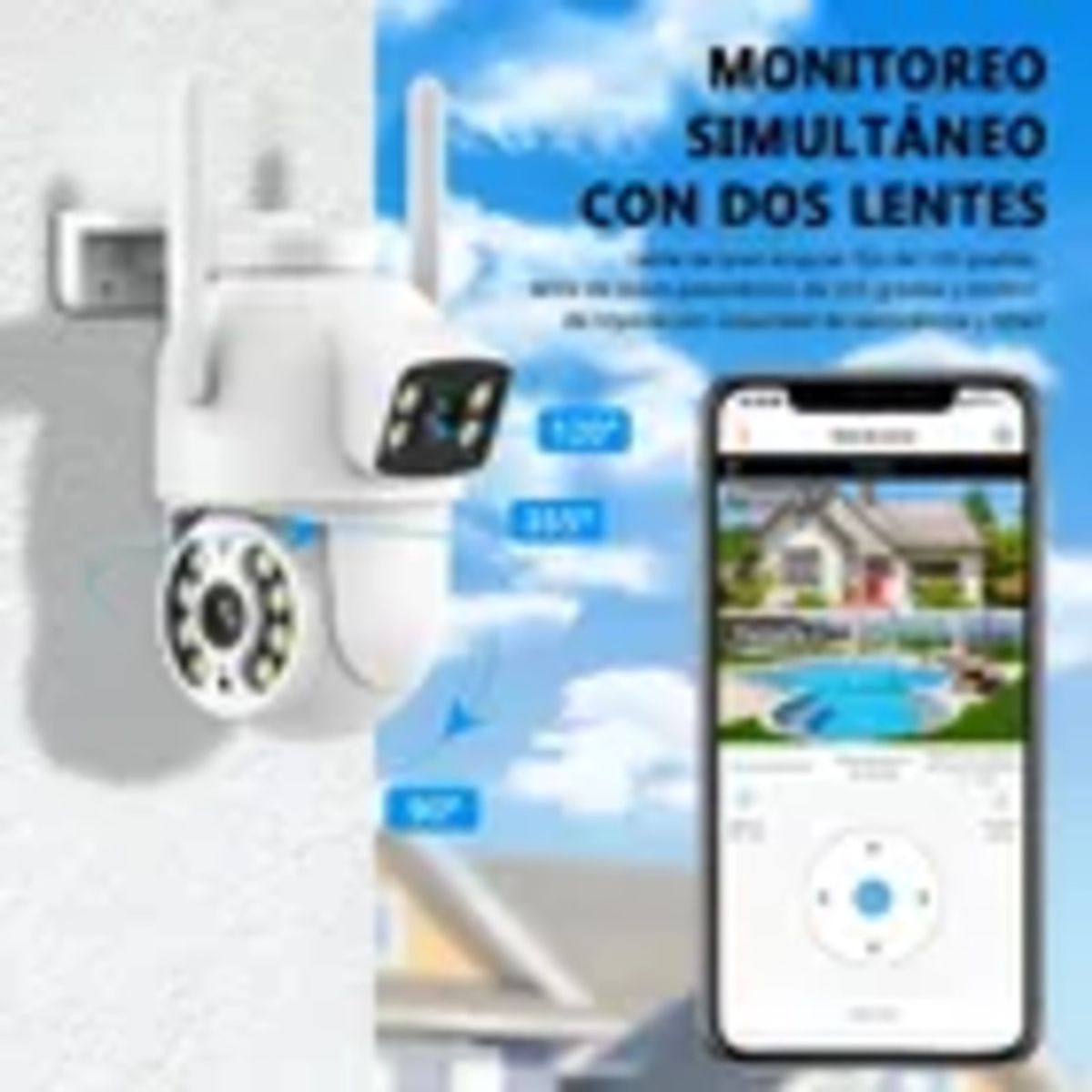 GENERICO - Pack 2 Camara Ip Wifi De Seguridad Exterior Doble Lente Blanco