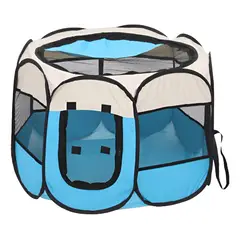 GENERICO - Corral Plegable Para Mascotas Pequeñas Perro Gato Conejo - Celeste