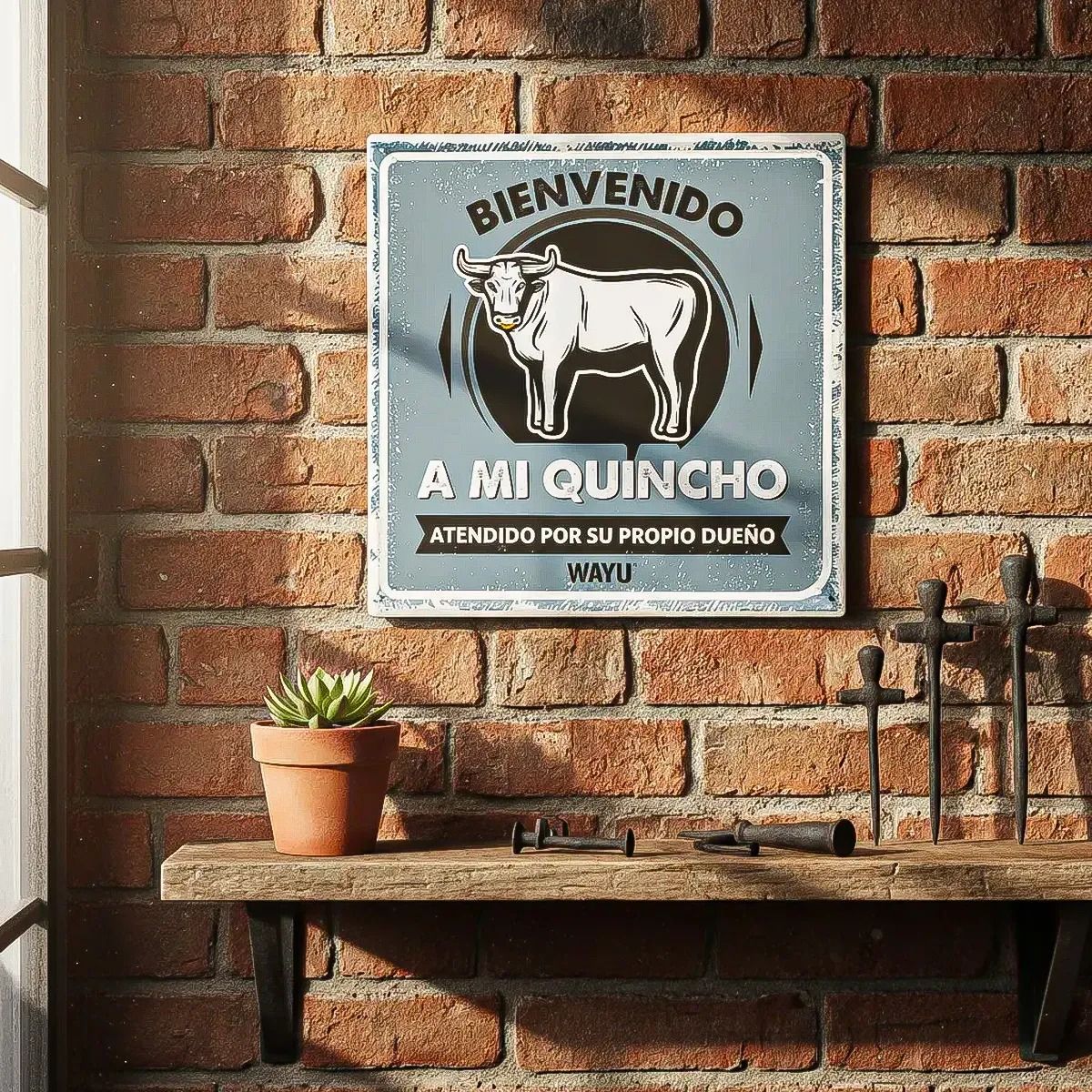 WAYU - Cuadro Decorativo Wayu Cuadro Pared Cuadro Metalico 25x25cm Metálico