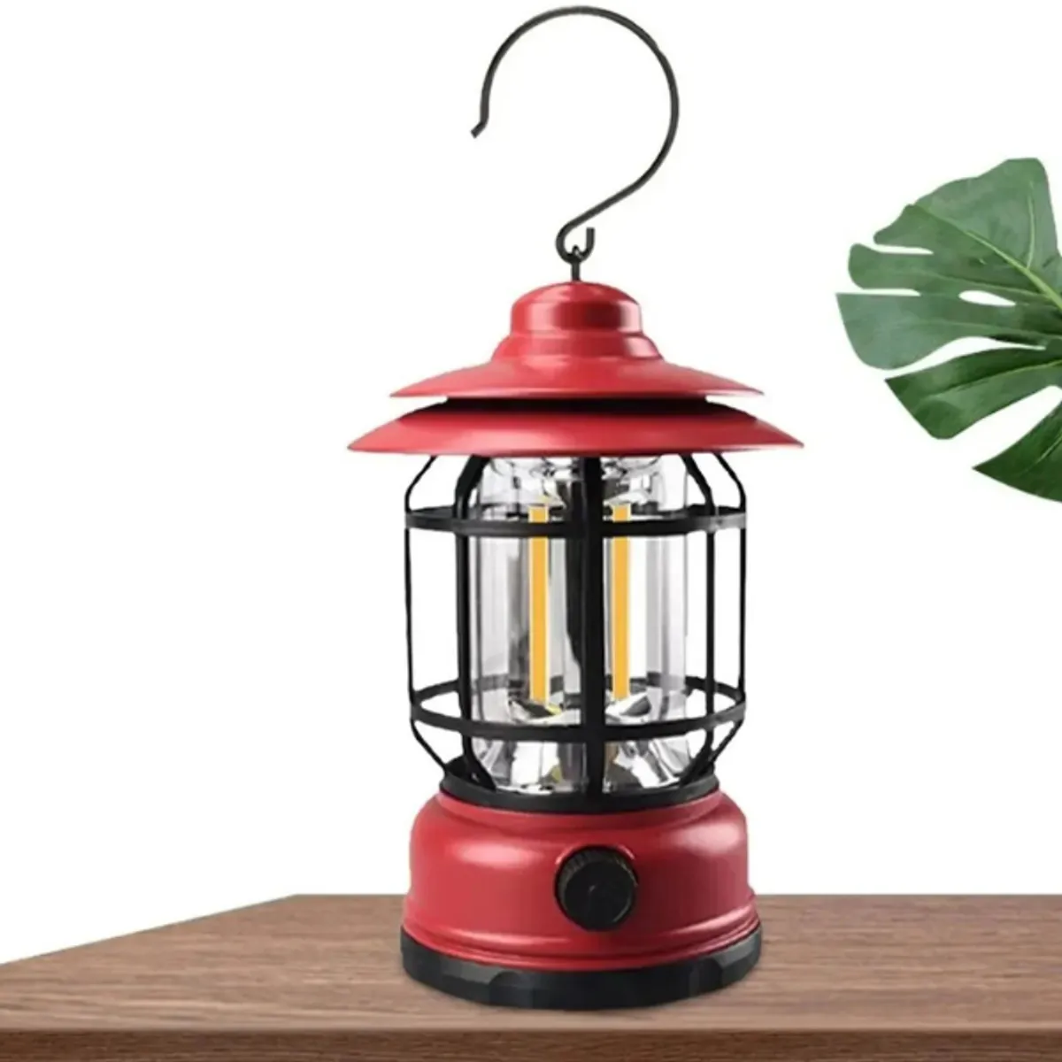 GENERICO - Lampara  Roja Led Camping Vintage Retro Recargable USB