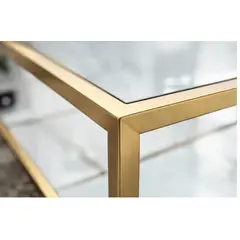 GENERICO - MESA RECTANGULAR FIERRO DORADO CON ESPEJO Y REPISA DECORATIVA LIVING