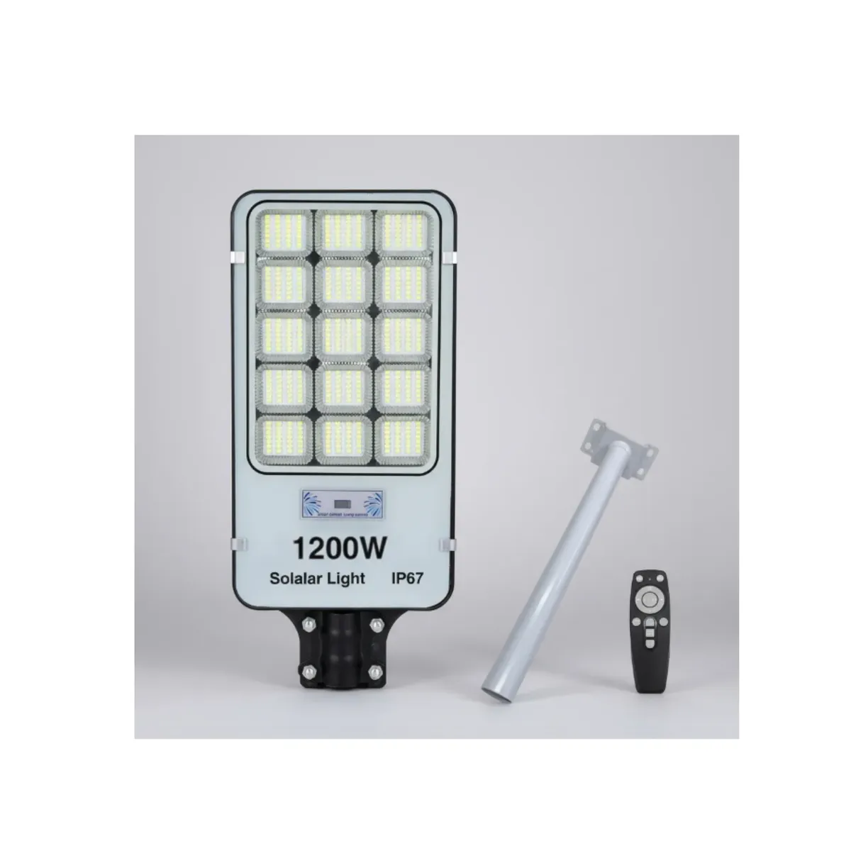 GENERICO - Pack x3 Focos Led Solar Exterior 1200w Soporte Potente Iluminación Gris Blanco Frío