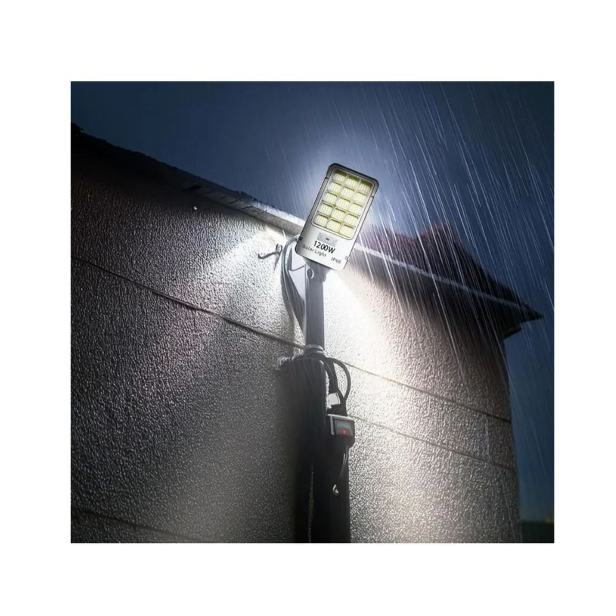 GENERICO - Pack x4 Focos Led Solar Exterior 1200w Soporte Potente Iluminación Gris Blanco Frío