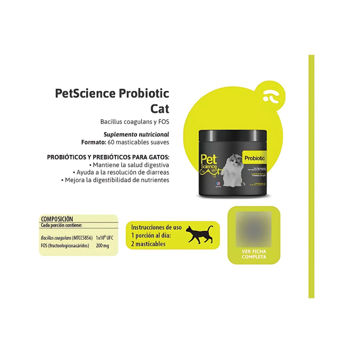 NEWSCIENCE - Probiotic Cat 60 Masticables Petscience / Newscience