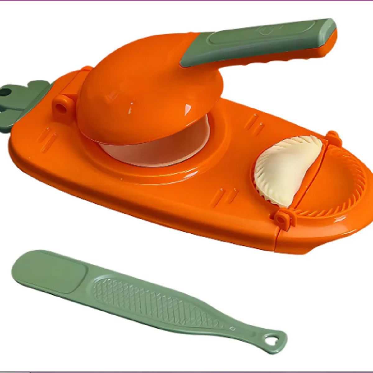 GENERICO - Máquina Phacer Mini Empanadas Dumplings Prensa Manual 2en1 Color Naranja