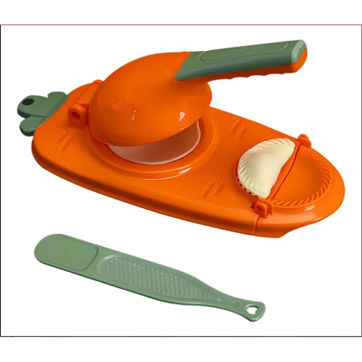 GENERICO - Máquina Phacer Mini Empanadas Dumplings Prensa Manual 2en1 Color Naranja