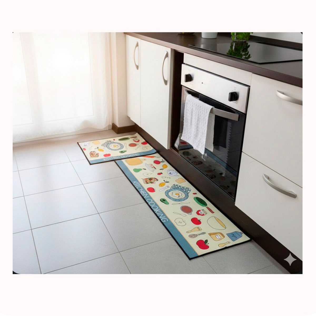 GENERICO - Alfombra de cocina antideslizante 45 cm x14,5 cm diseño alimentos