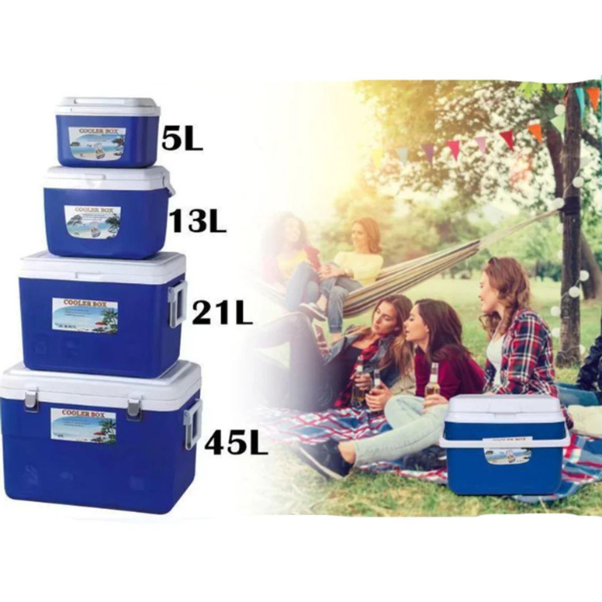 GENERICO - Combo Cooler 4 Piezas 5L 13L 21L 45L Set de Hieleras Portátiles