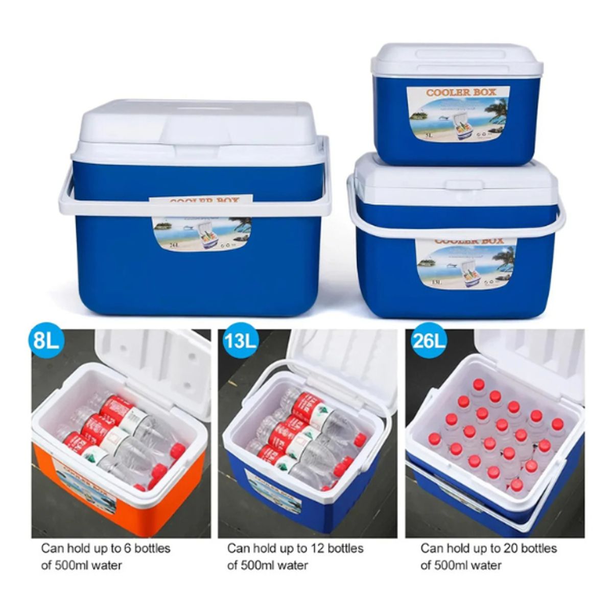 GENERICO - Combo Cooler 4 Piezas 5L 13L 21L 45L Set de Hieleras Portátiles