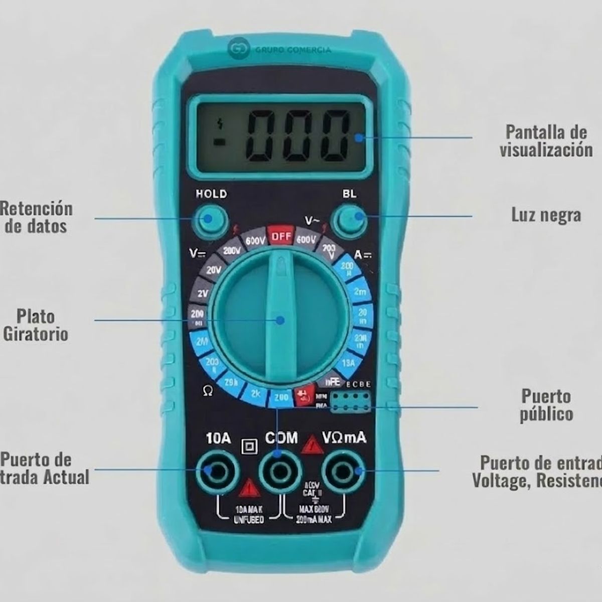 GENERICO - Multímetro Digital para medición eléctrica portátil