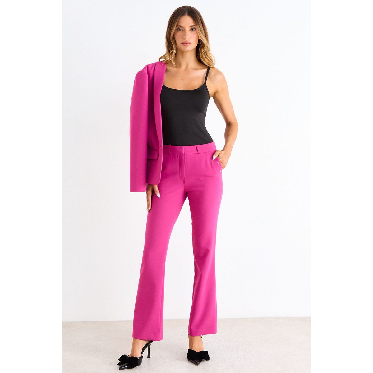 ASH - Pantalon Recto Liso Mujer Fucsia Ash