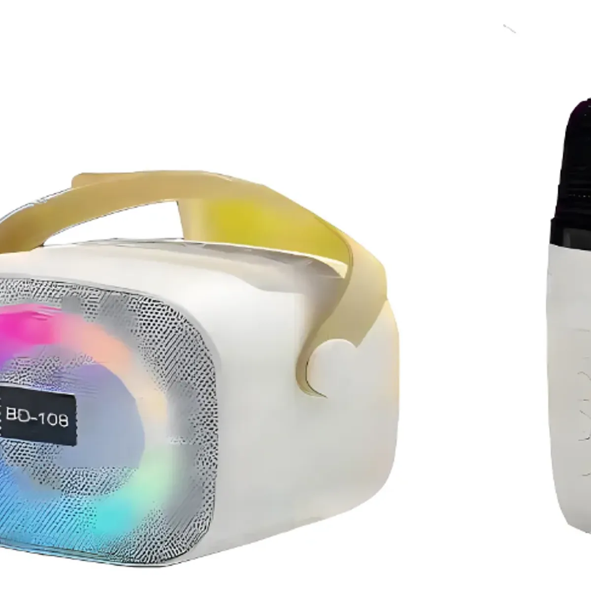 GENERICO - Mini Altavoz Karaoke Bd108 Bluetooth Luces Led V5.3 Portátil Color Blanco