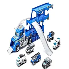 GENERICO - MEGA CAMION DE POLICIA CON RAMPA Y CARRITOS