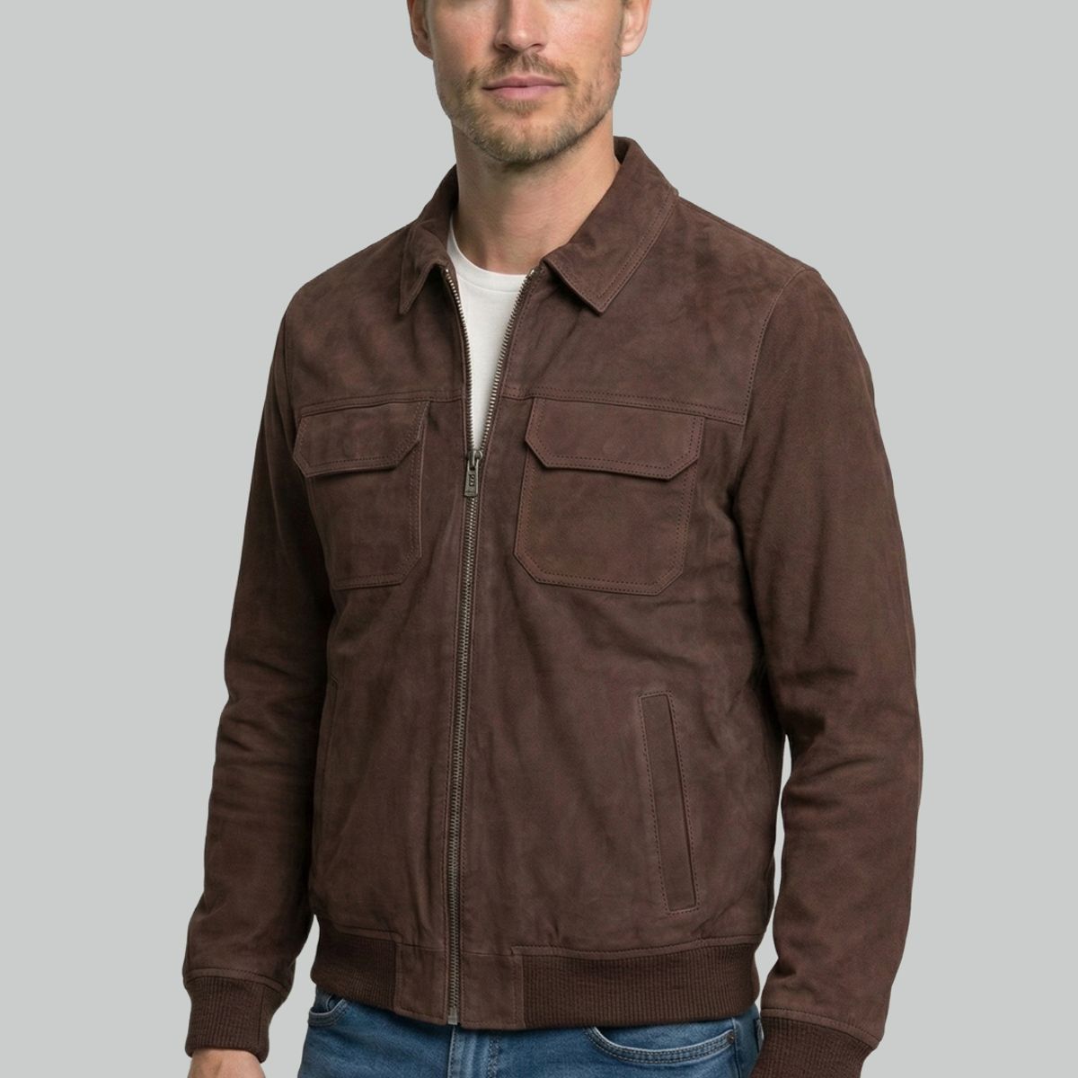 NEW MAN - Chaqueta Suede Lyon Brown New Man