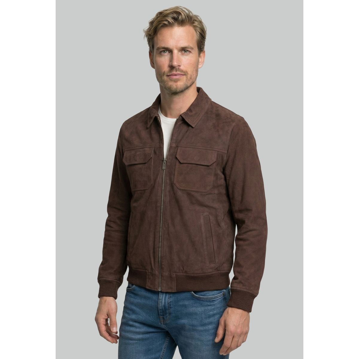NEW MAN - Chaqueta Suede Lyon Brown New Man