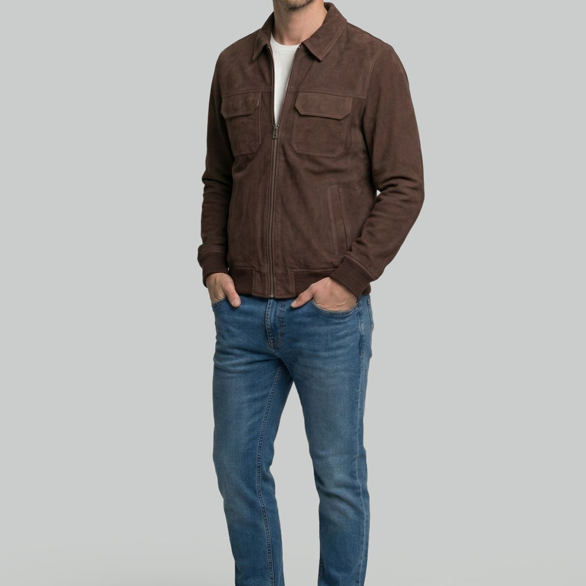 NEW MAN - Chaqueta Suede Lyon Brown New Man
