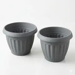 GENERICO - Pack 2 Maceteros Plástico Redondo Gris 42 cm