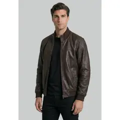 NEW MAN - Chaqueta Leather Praga Dk Brown