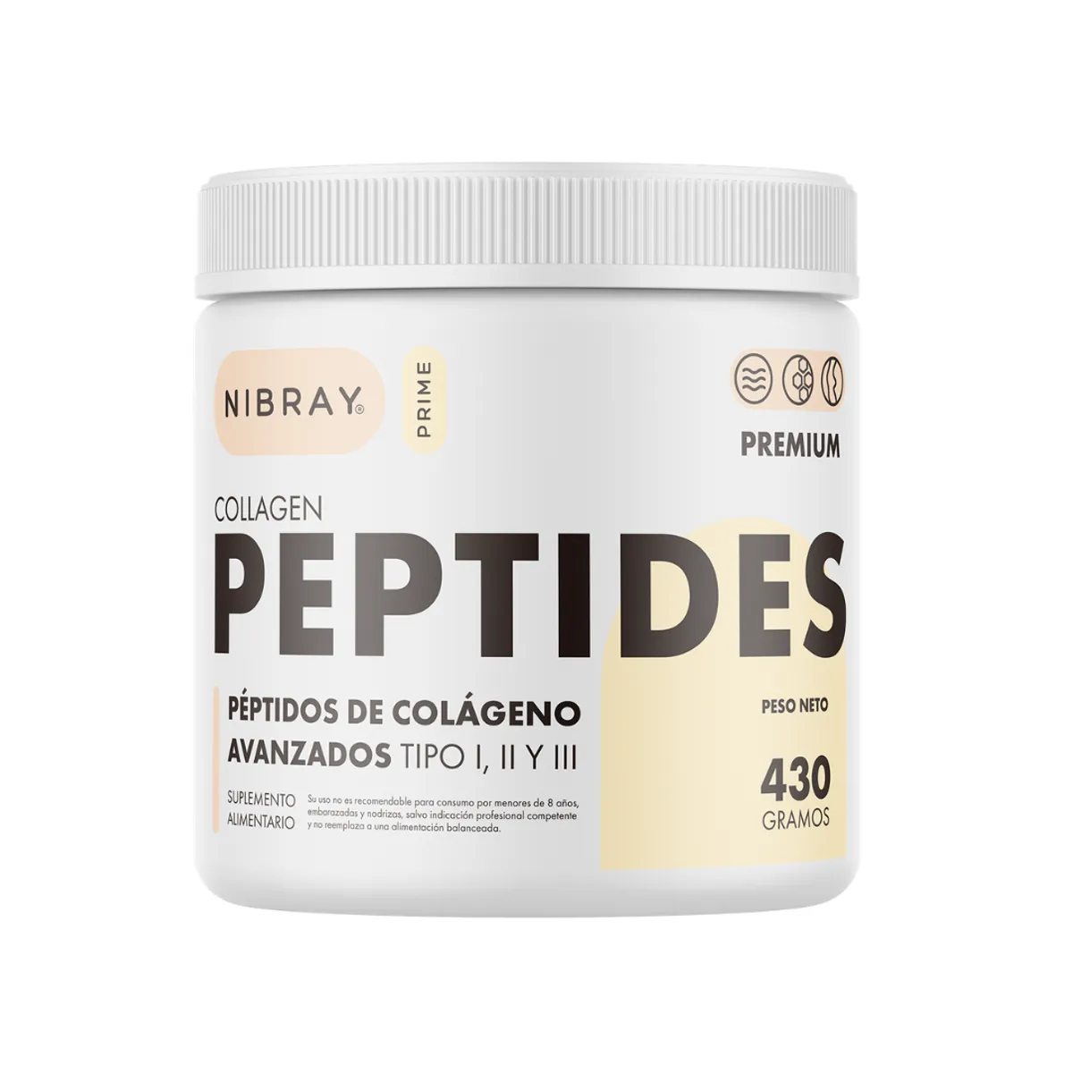 GENERICO - Colágeno Péptidos Sin Sabor 3 Potes Nibray Prime 43 Servings