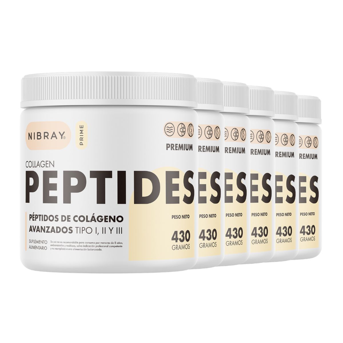 GENERICO - Collagen Peptides Unflavored 6 Potes Nibray Prime 43 Servings