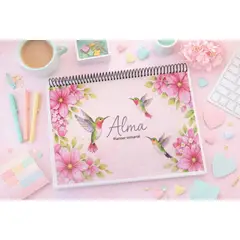 GENERICO - Planner semanal Alma, colores pasteles con flores y colibri