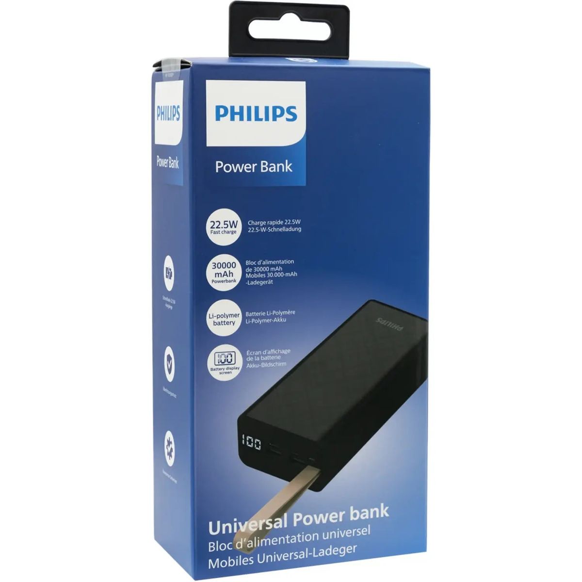 PHILIPS - Batería Externa - Philips DLP9790HB - 30.000 mAh USB-C/USB-A