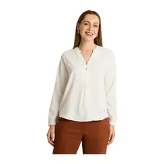 LORENZO DI PONTTI - Blusa Crudo Lisa Cuello Mao con Botones