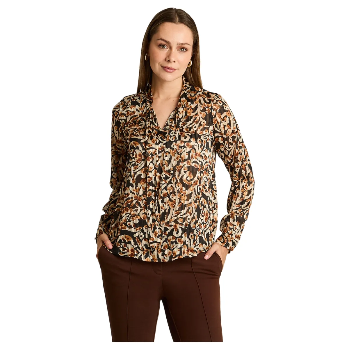 LORENZO DI PONTTI - Blusa Floral Mujer Negro