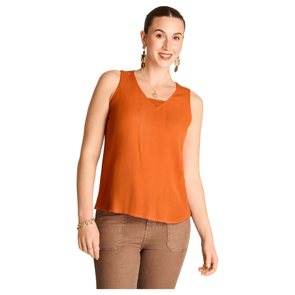 LORENZO DI PONTTI - Blusa Sin Mangas Mujer Naranjo