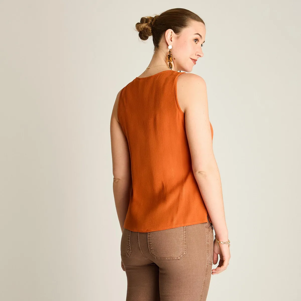 LORENZO DI PONTTI - Blusa Sin Mangas Mujer Naranjo