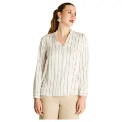 LORENZO DI PONTTI - Blusa Camisera Crudo Satin Básica