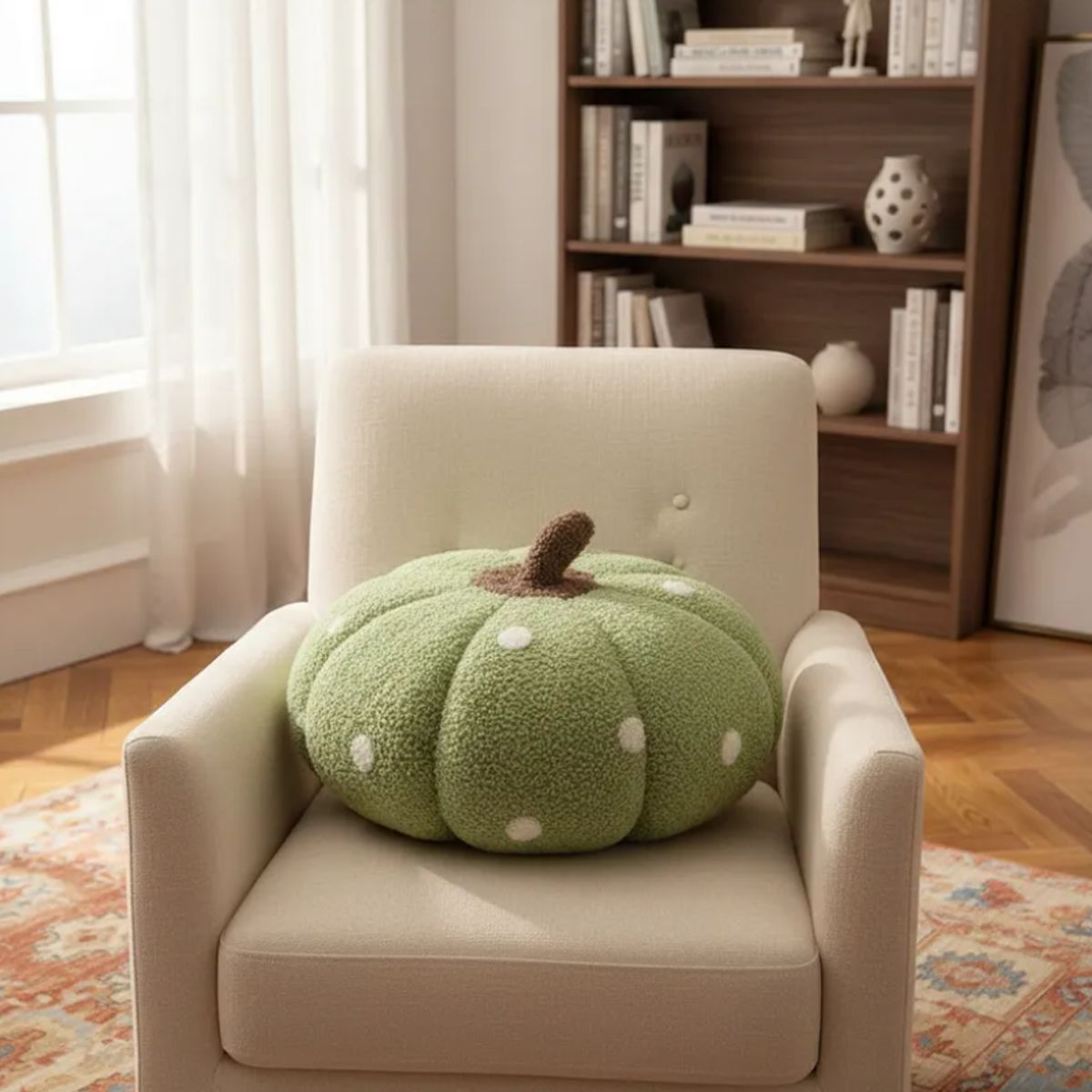 GENERICO - Cojín Decorativo Peluche Forma Calabaza con  Lunares 40cm