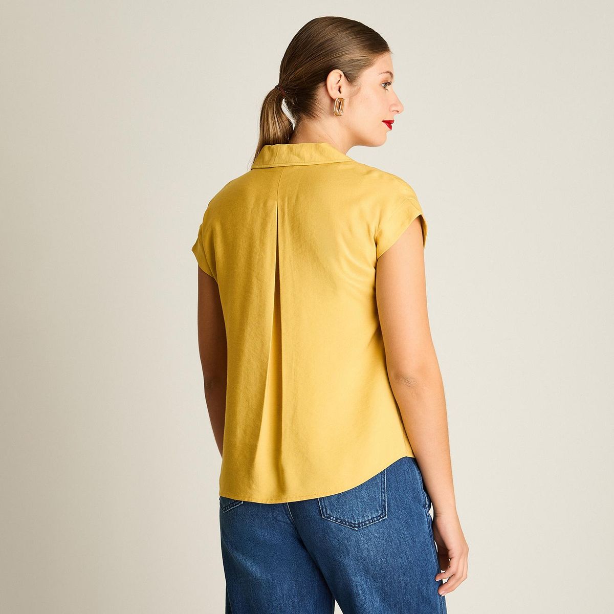 LORENZO DI PONTTI - Blusa Abotonada Mujer Mostaza