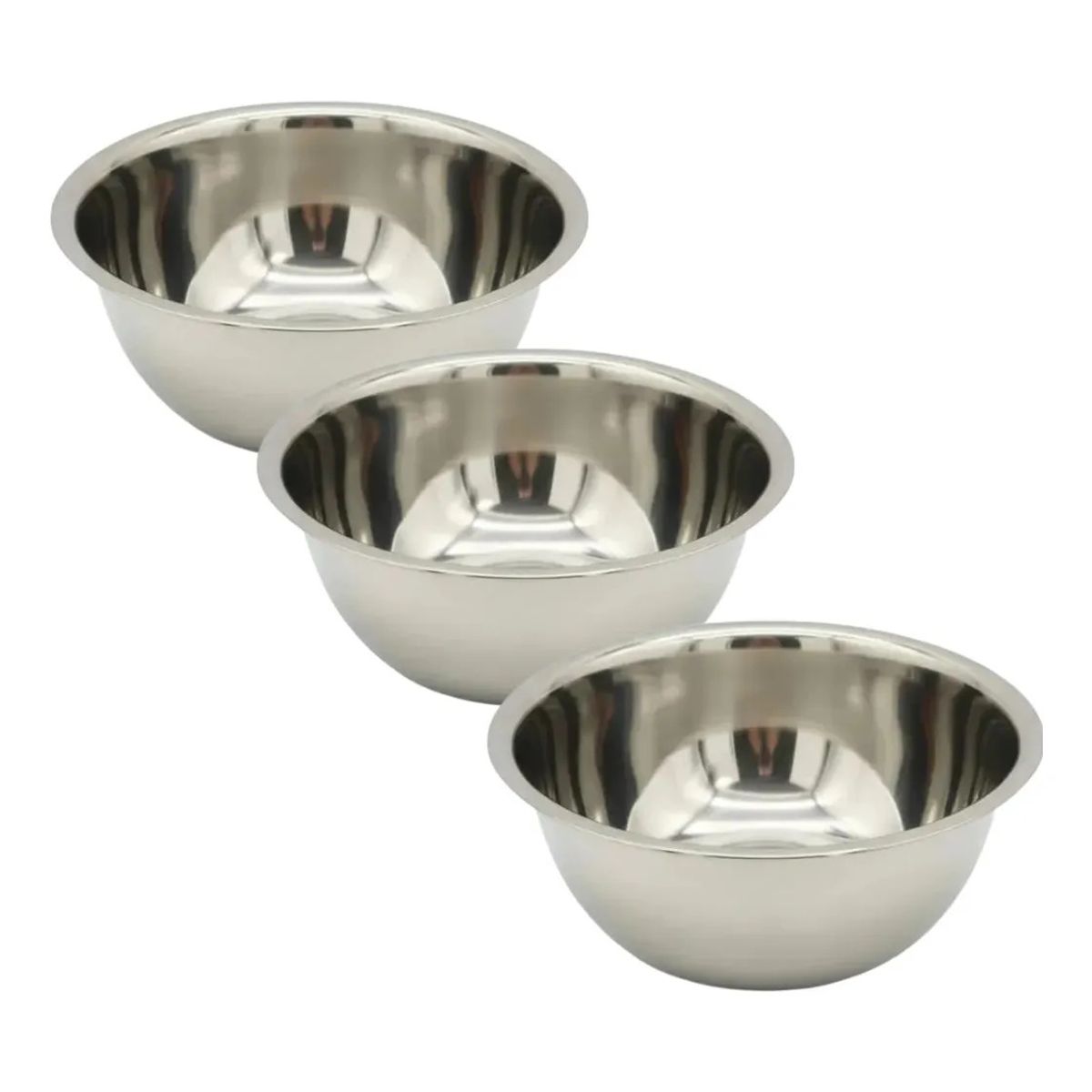 GENERICO - Set 3 Bowl Acero Inoxidable 26x11m Preparaciones Reposteria