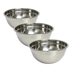 GENERICO - Set 3 Bowl Acero Inoxidable 26cm para Repostería Cocina