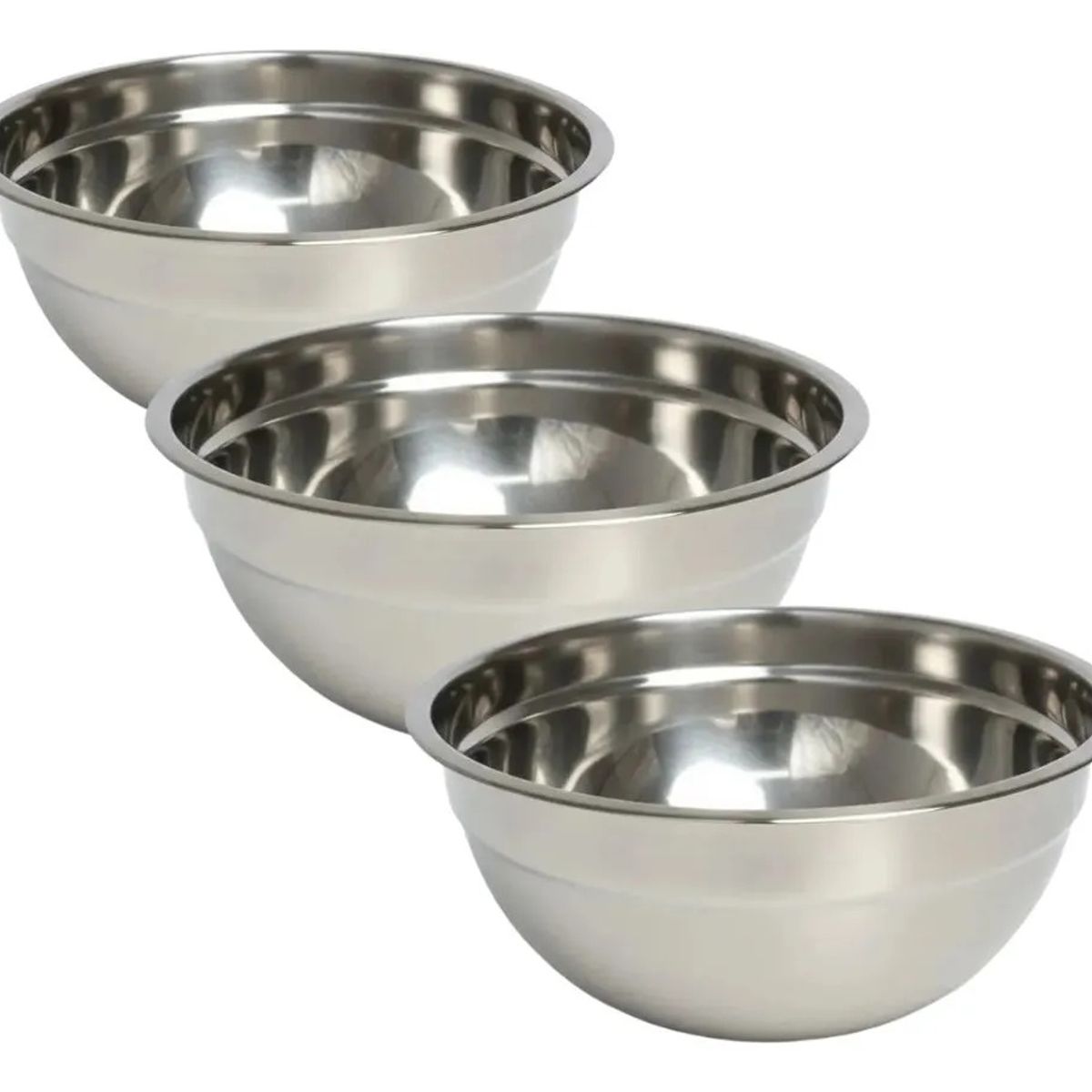 GENERICO - Set 3 Bowl Acero Inoxidable 24cm para Repostería Cocina