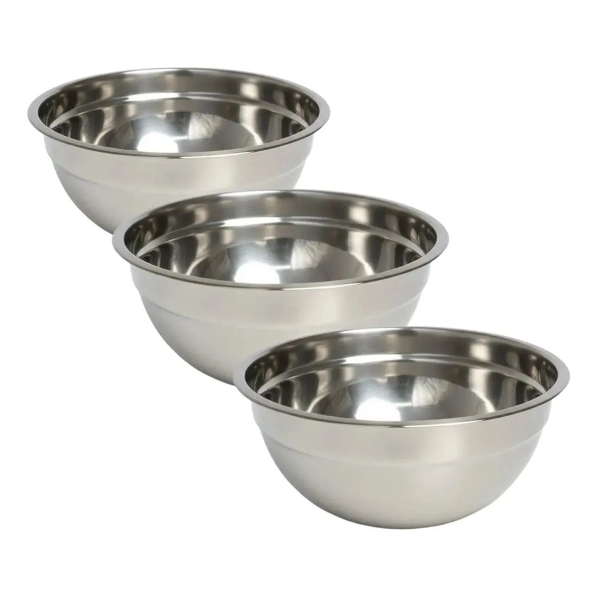 GENERICO - Set 3 Bowl Acero Inoxidable 24cm para Repostería Cocina