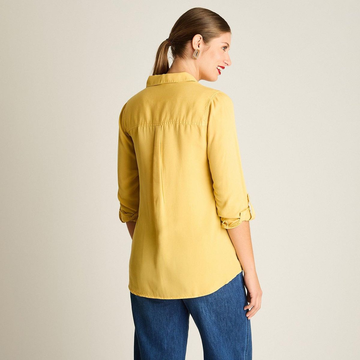 LORENZO DI PONTTI - Blusa Lyocell Manga Larga Roll Up