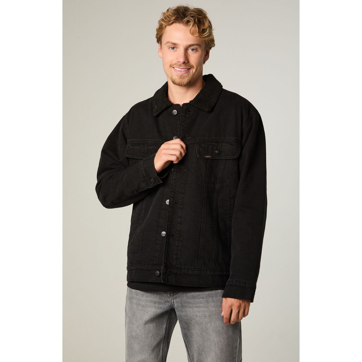 LEE - Chaqueta Hombre Regular Negro Sherpa Rider